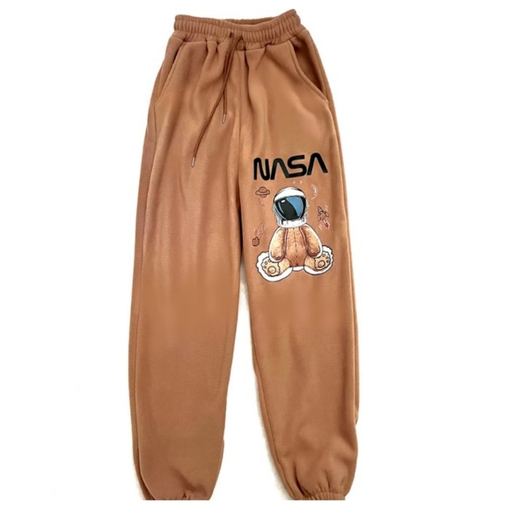 NASA Astronaut Teddy Bear Fleece Joggers - NWOT